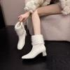 Crystal Ankle Women Boots Fur High Heels Warm Shoes Luxury Brand 2025 Winter Short Plush Snow Boots Elegant Shoes Women Pumps