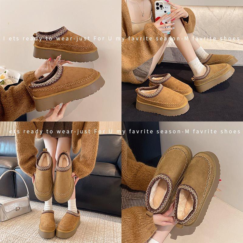 Mao Mao Slippers One-pedal Thickened Snow Boots Women's New Ethnic Style Winter Velvet Thick-soled Classic 2025 Cotton Shoes