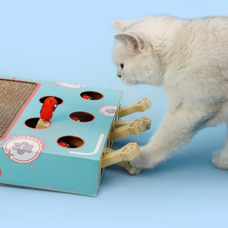 Cat Toy Whack-a-Mole Cat Scratching Board Toy Grinding Claw Rest Play Funny CatInteractive Multifunctional Cat Supplies
