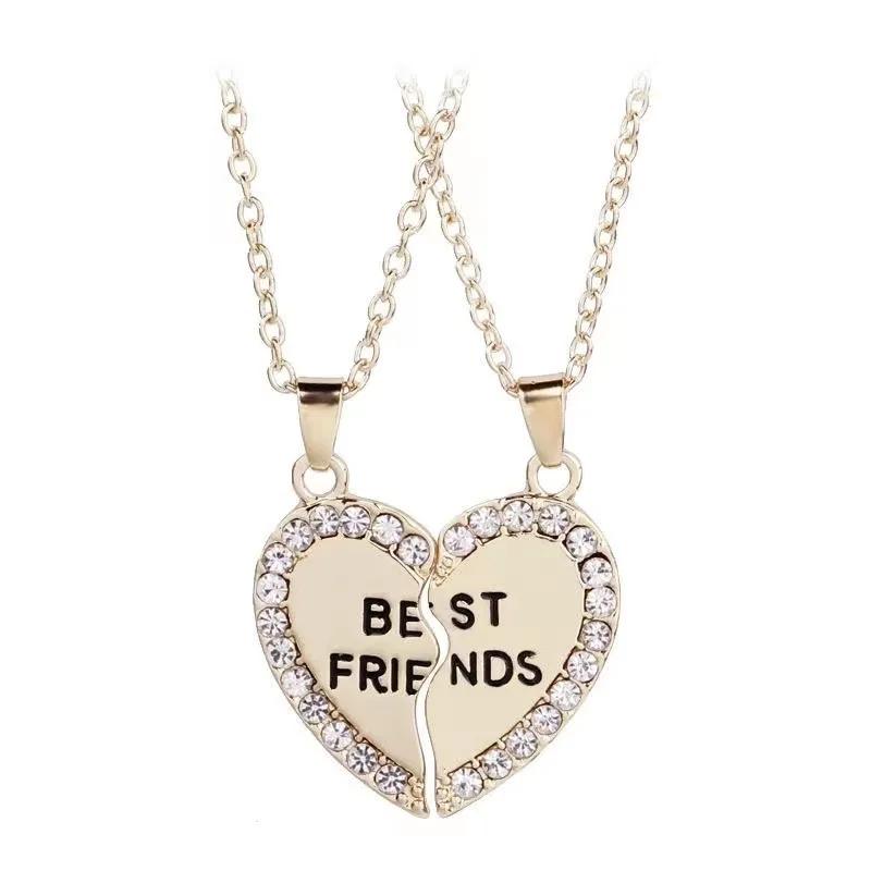 Love English Best Friends Heart Necklace Good Friends Choker Statement Pendant Jewelry Accessory
