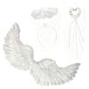 HUIKKJP Halloween Angel Costume Set Heart and Hair Suitable for Adults and Photo Props (3 Pieces) Wings, Ring, Cane, Accessory, White, Unisex, Kids,