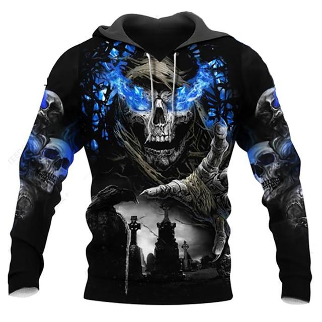 Men's Hoodies Sweatshirt 3D Print Horror Skull Streetwear Harajuku Pullover Hip Hop Jacket Men Women Tracksuit Oversized Hoodie