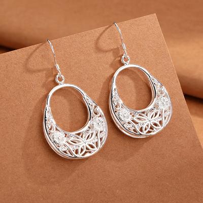 Neue silber-überzogene ohrringe S925 silber ohrringe silber-überzogene retro blumen damen ohrringe ohrringe charme schmuck hochzeit