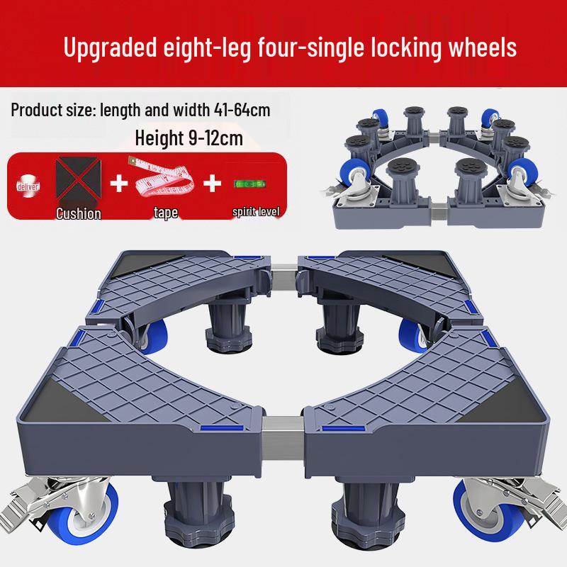 Grauer Verstellbarer Mobiler Waschmaschinenständer mit Rädern und Bremsen