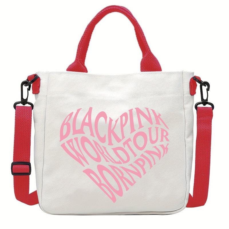 Rose Lisa Jennie Jisoo Printed Crossbody Bag Casual Canvas Shoulder Bags