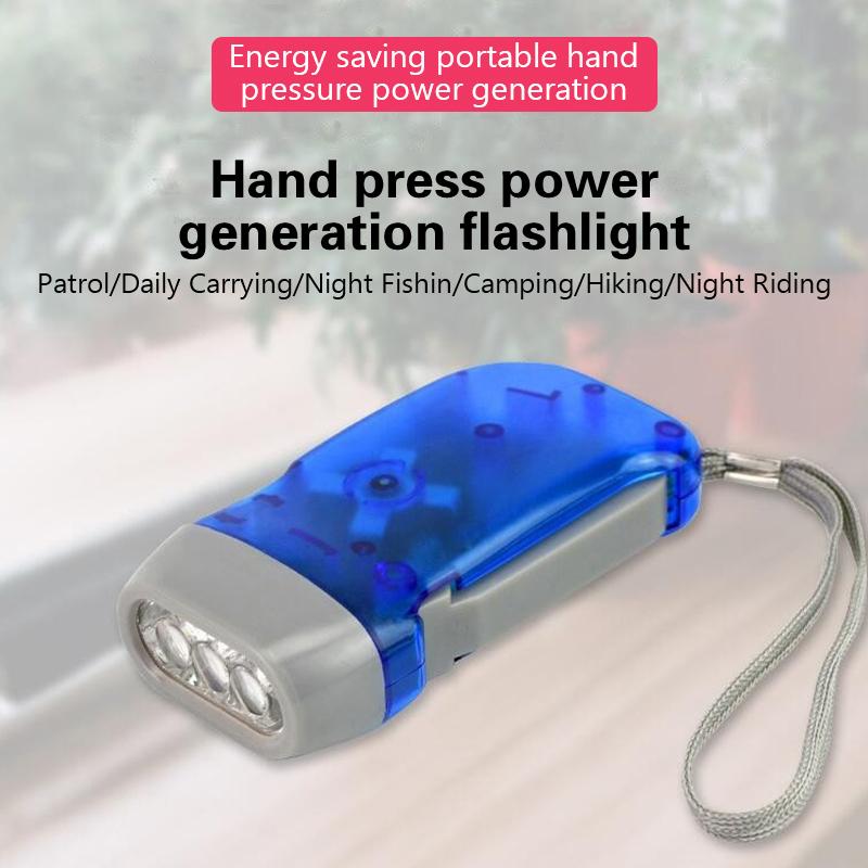 Sell Outdoor Led Manual Pressure Generator Crank Flashlight No Battery Flashlight Camping Light Lamp Emergency Survival Tool