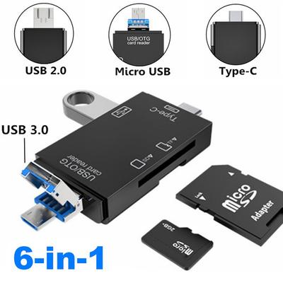 6-in-1-Multifunktions-Kartenleser, USB 3.0, TF-Flash-SD-Kartenleser, Speicherkartenleser, USB-Typ-C-Adapter mit OTG-Funktion