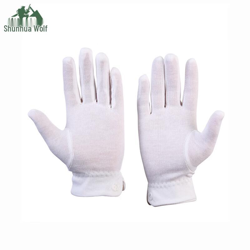 Церемониальные белые хлопковые перчатки Shunhualang с пряжкой