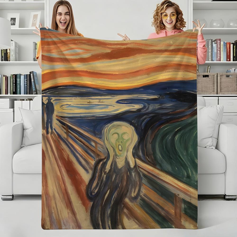 Artist E-Edvard Munch Throw Flannel Blanket Perfect for Sofa Office Bed Travel Sleep Read Relax Camping four season use