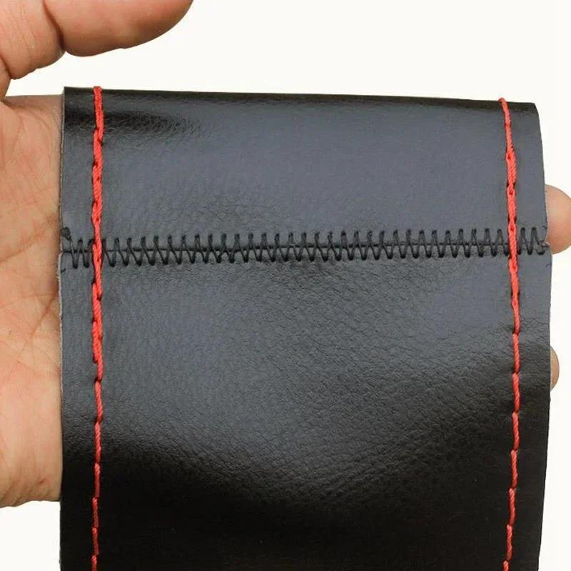 DIY 38cm Steering Wheel Covers soft Leather braid on the steering-wheel of Car With Needle and Thread Interior accessories
