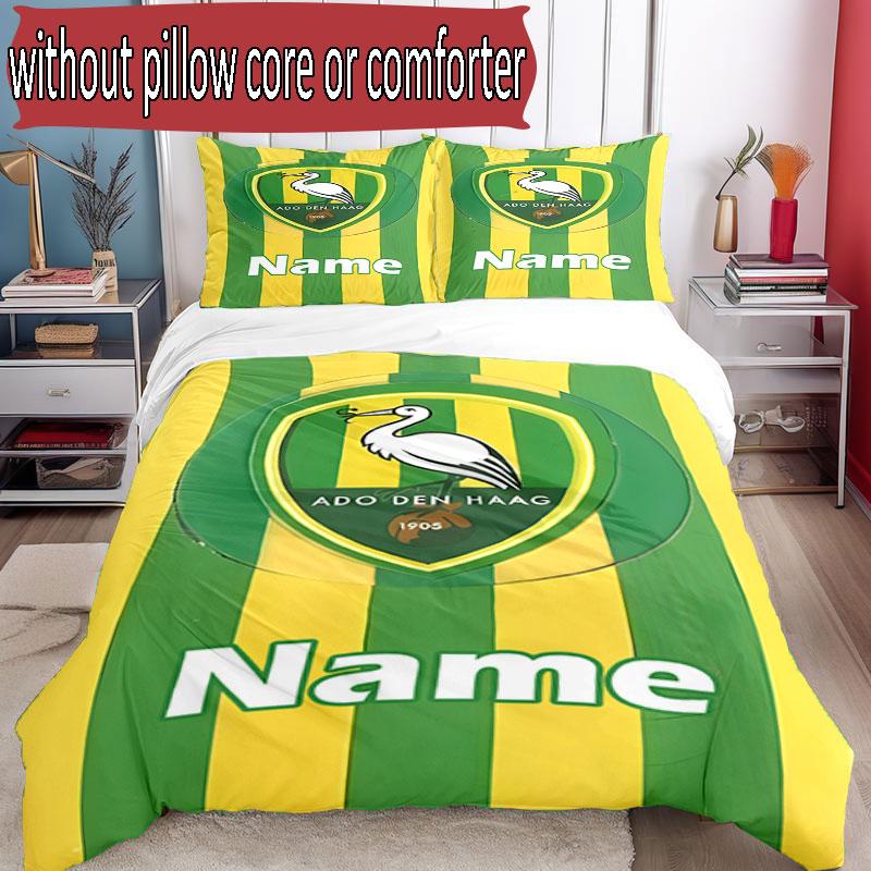 3pcs Duvet Cover Set (1*Duvet Cover + 2*Pillowcase, Without Core), Custom Name ADO Den Haag Pattern Bedding Set, Home Bedroom Decor Gift