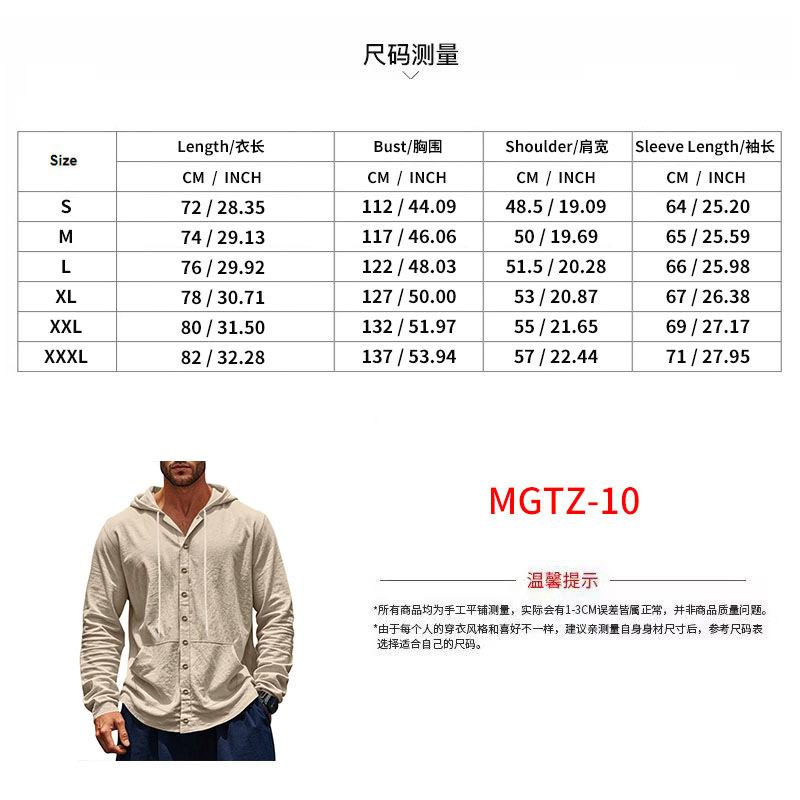 Men's Linen Hooded Long Sleeve Shirt Casual Loose Fit Beach Vacation Minimalist Top