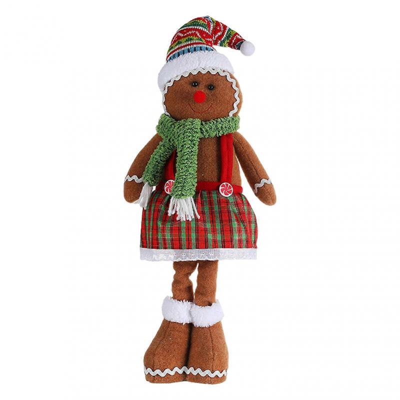 Плюшевая игрушка Набитый пряничный человечек Рождественское украшение Стоящая кукла пряничный человечек с выдвижными ногами Подарок для детей красный