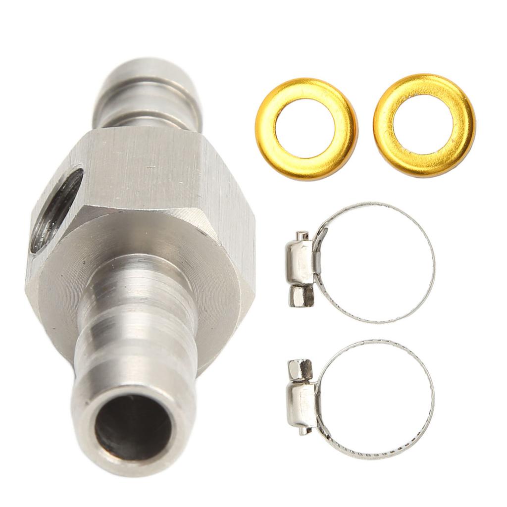 Fuel Line T Fitting Adapter 304 Stainless Steel Pressure Gauge Sensor Adapter with Clamp for Gearboxes Coolant Carburetor Lines 3/8in
