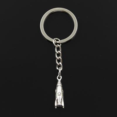Moda 30mm Anahtarlık Metal Anahtarlık Anahtarlık Takı Antik Bronz Roket Uzay Gemisi Füze 24x9x9mm Kolye