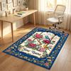 Floral Birds Artwork Theme Soft Crystal Velvet Rug Custom Name & Text Print Non Slip Floor Rug for Bedroom Living Room