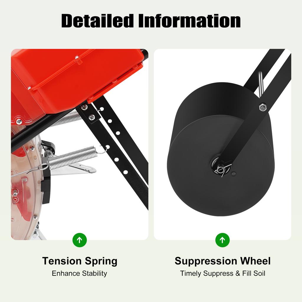 10-Hole Hand-Push Roller Seeder, Adjustable Seed Planter for Corn Soybean Peanut, 8.27LBS Large Capacity, for Garden & Farm Use