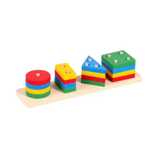 Kids Stacking Building Block Toy Toddlers Boys Girls Geometric Shapes Sorting Color Learning Fine Motor Skills Educational Building Block Toy