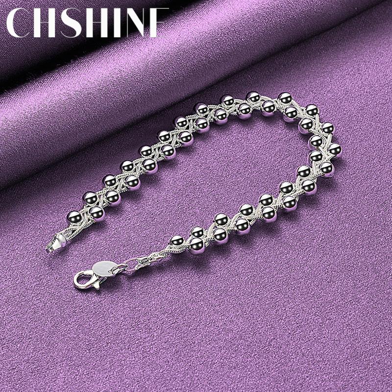 CHSHINE Fine 925 Sterling Silver Geometry Bracelet for Women Wedding Bead Chain Fashion Jewelry