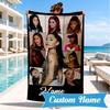 Custom Name Artistic Ariana Heart In Space Adventure Microfiber Beach Towel, Lightweight for Summer Travel, Swimming Pool Fan Gift