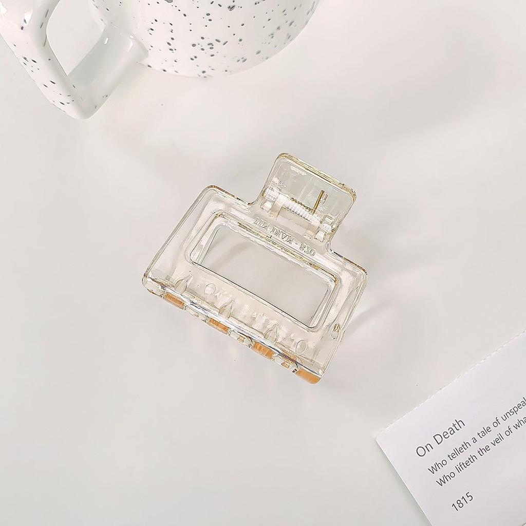 Korean Style Semi-Circular Transparent Hair Clip for Women's Updos - High-End Hollow Shark Clip