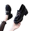 Fashion New Spring and Autumn Fashion British Style Women's Thick Soled High Heels Metal Decorative Single Shoes