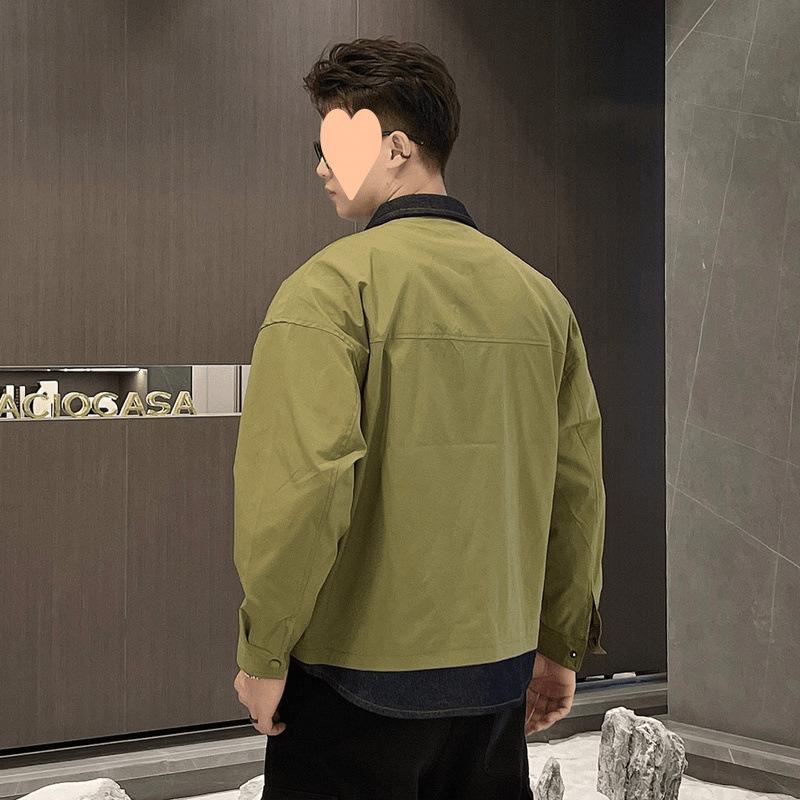 Fake Two-piece Jacket Men's Spring and Autumn New Loose Casual Denim Tops Men's Clothing