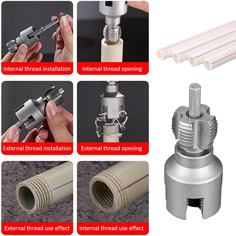 High Speed Electric Drill Pipe Threading Tool For DN15 DN20 Water Pipe With 4/6 Points Double Ended Internal External Cutting