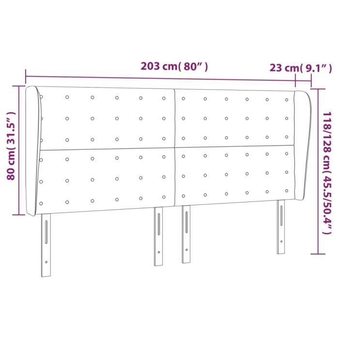 VidaXL Tête de lit avec oreilles Taupe 203x23x118-128 cm Tissu3118416
