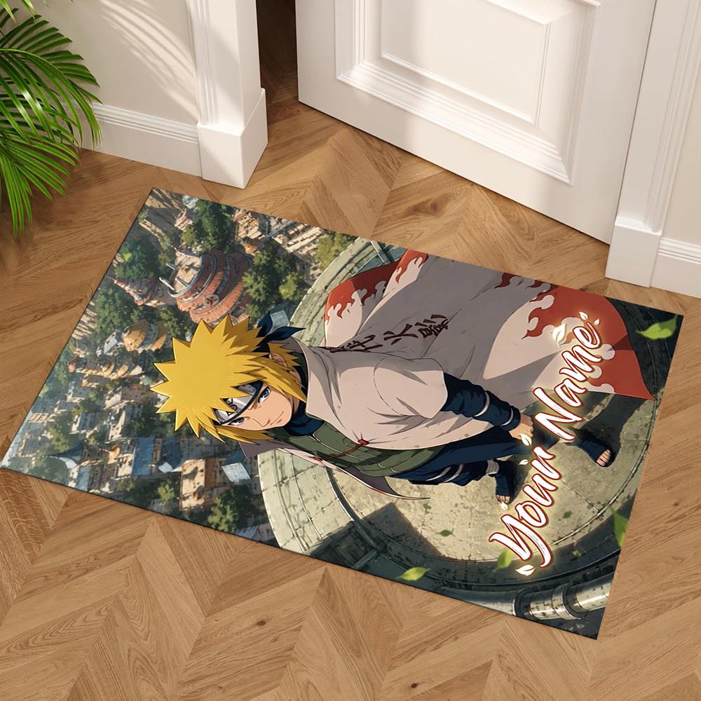 Naruto Character Customizable Name Floor Mat Perfect for Balcony Dormitory Outdoor Playrooms Antislip Carpet Office Home Decor