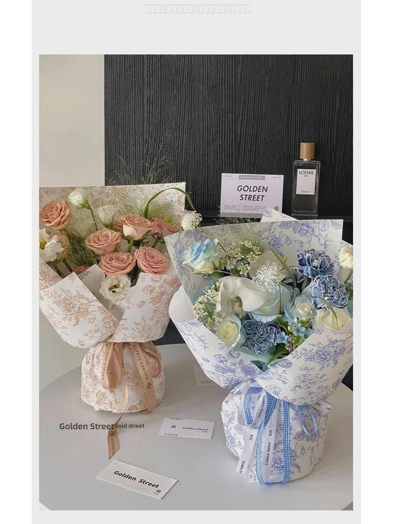 Xinrui Retro Floral Printed Waterproof Wrapping Paper for Flower Bouquets