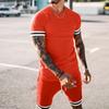 Tracksuit Summer 2 Pieces Men Sets Male Clothing Sportswear Set Fitness Print Men Shorts+T Shirt Mens Casual Suit Plus Size