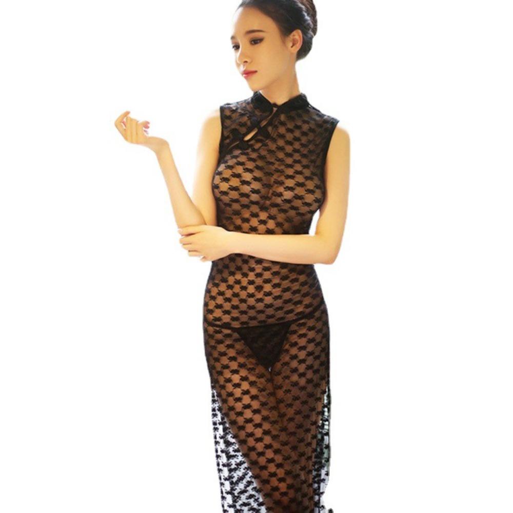 Sexy Underwear Sexy Free Women's Antique Split Cheongsam Lace Perspective Passion Qqny Seduction Sao Uniform Pajamas