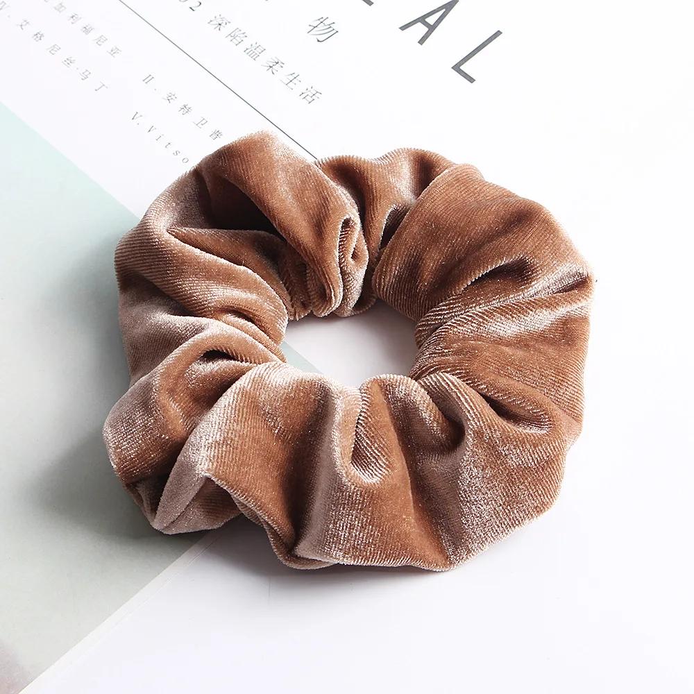 Winter Vintage Woman Large Velvet Scrunchies Elastics Hair Band Solid Hair Ties Ladies Ponytail Holder Hair Accessories