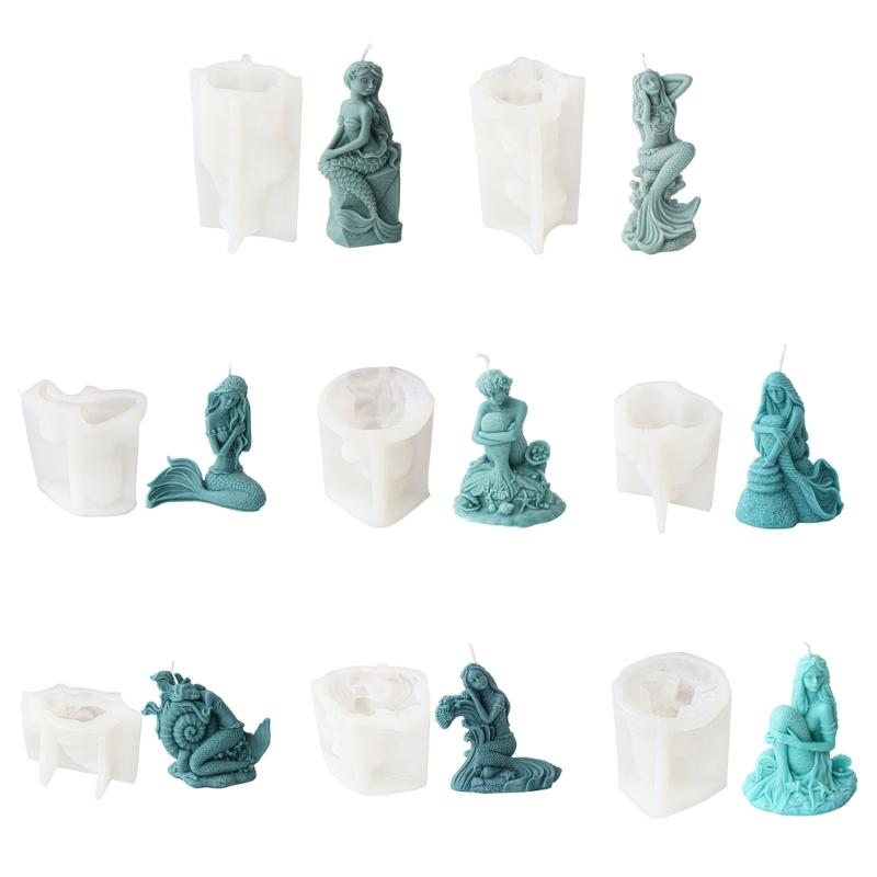 Silicone Mold Large Oceanid Mermaid Candle Resin Mould DIY Shell Conch Soap Resin Plaster Making tool