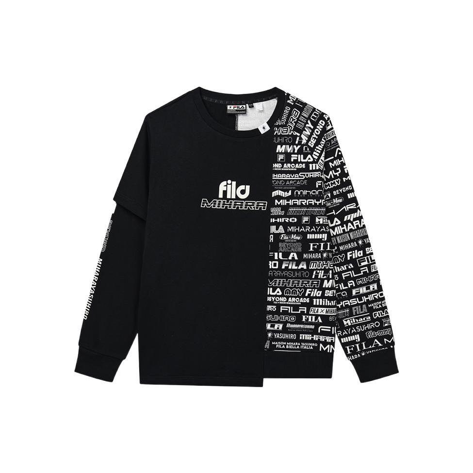 

Fila Мужской свитшот с круглым вырезом и длинными рукавами с принтом логотипа большого размера и нерегулярных букв, черный F11M233204F-BK L