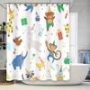 Party Animal Shower Curtain Bright Colors for Children's Bathroom Decor TaurusDuan Original Design