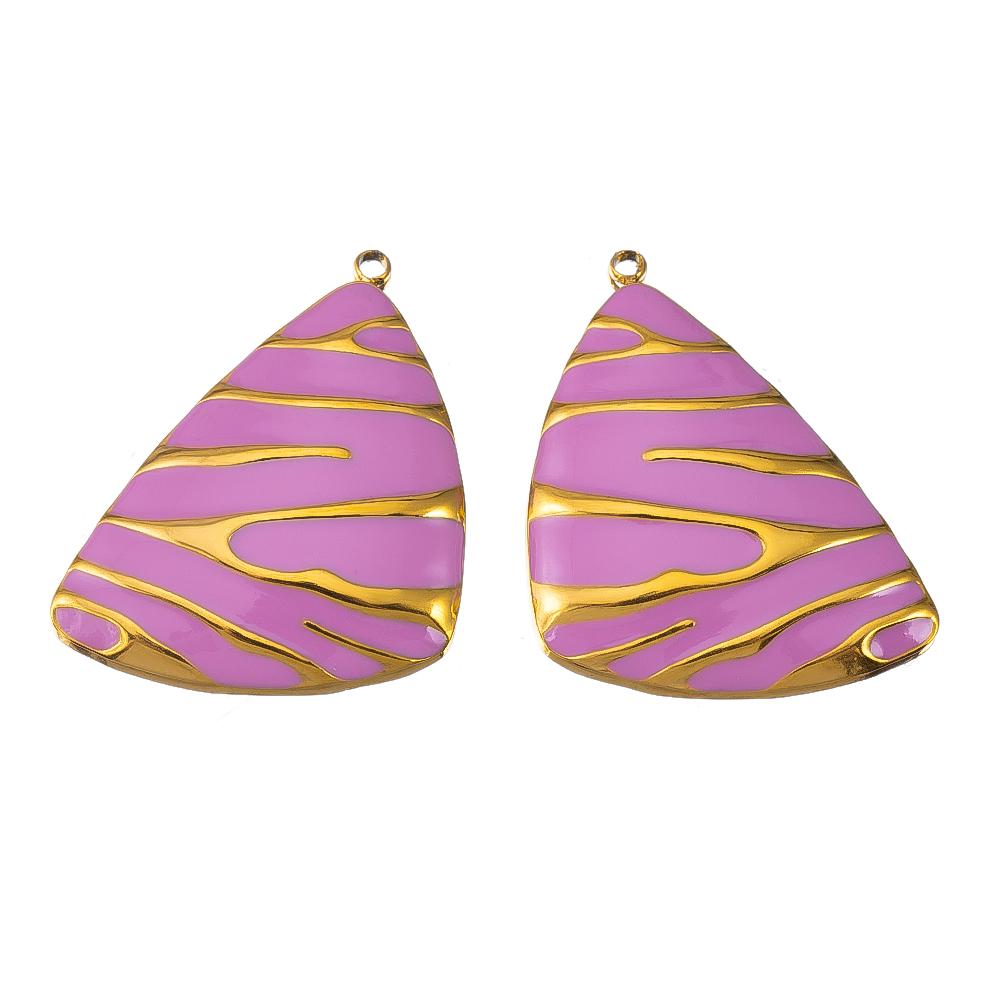 2P Stainless Steel Pendant Series Pink Pendant Multiple Choice Earring Components DIY Necklace Jewelry Accessories