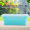 Portable Silicone Lunch Box Folding Microwave Safe Lunchbox Food Container Green 800ml