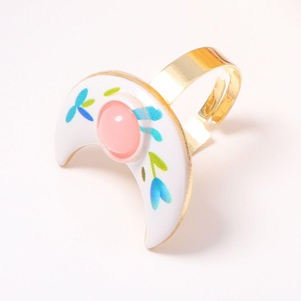 Exquisite Craftsmanship Drip Oil Rings Colorful Design Heart Shaped Rings Banquet Occasion