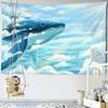 Japanese Whale Illustration Tapestry Wall Hanging Girl Sea Dragon Fish Bohemian Hippie Kawaii Carpet Children's Room Decor