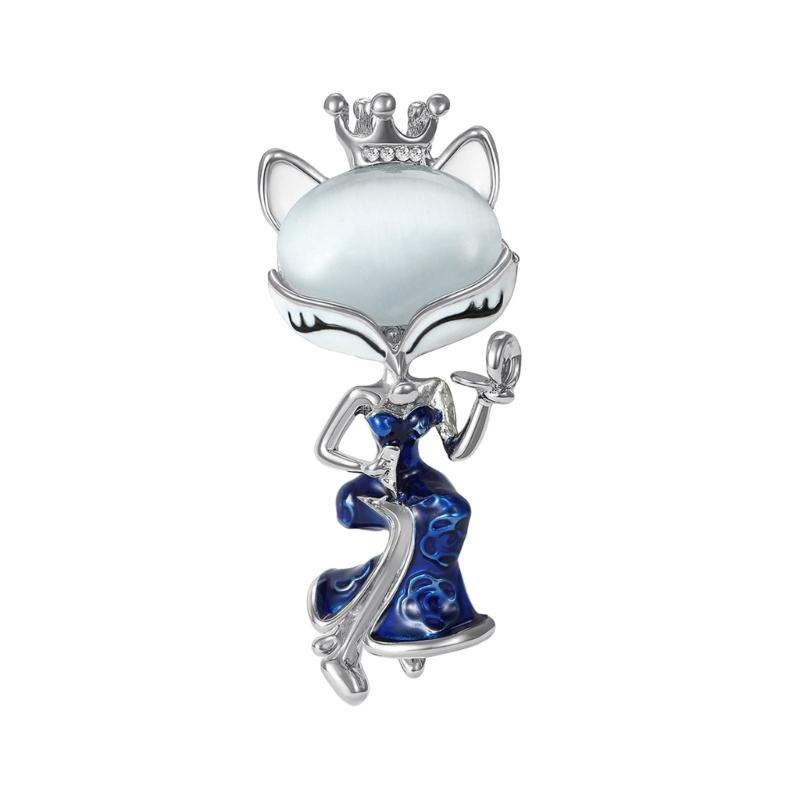 

Stylish Alloy Foxes Pin With Crystal Detail Perfect For Coat Scarf Or Bag Decoration синій