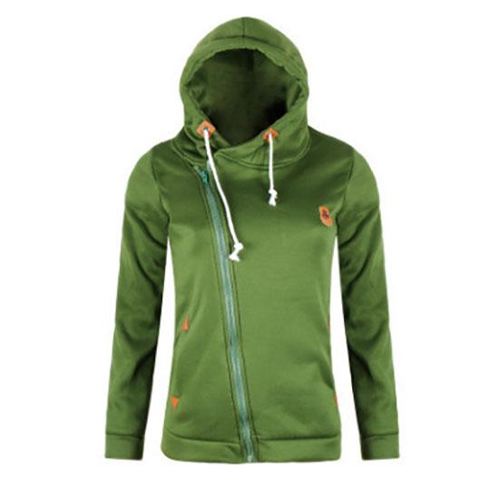 Women's Clothing Top European American Sports Cardigan Side Zipper Hooded Sweatshirt Jacket