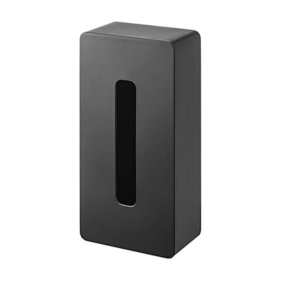 Yamazaki Jitsugyo Trash Can Tower Square Black 2916 + Yamazaki Jitsugyo Magnetic Tissue Case Regular Size Black [Compatible Size:
