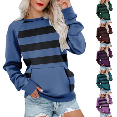 Womens Long Sleeve Sweatshirt Casual Crewneck Cute Pullover Tops Printing Lightweight Sweatshirt With Pocket