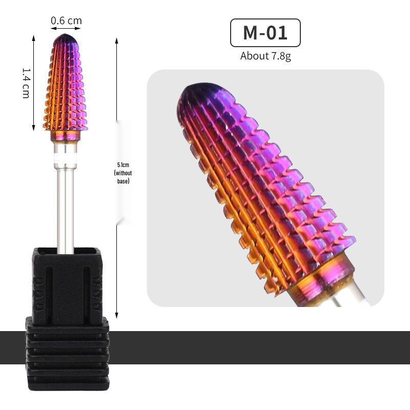

Популярная фреза из вольфрамовой стали для шлифовки и отшелушивания ногтей, коническая головка «пять в одном» с фиолетовым покрытием для удаления гель-лака и мозолей