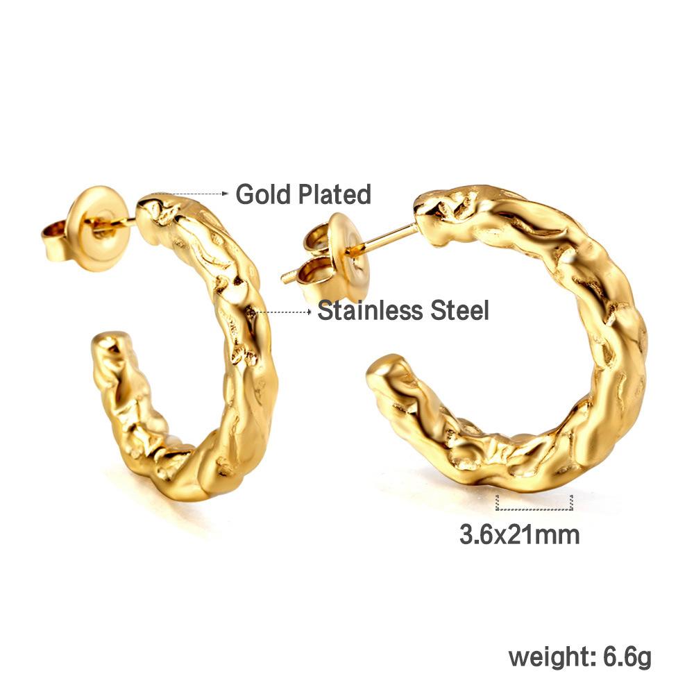 Gold Open Link Chain Hoop Earrings Minimalist Small Loop Ear Studs For Women