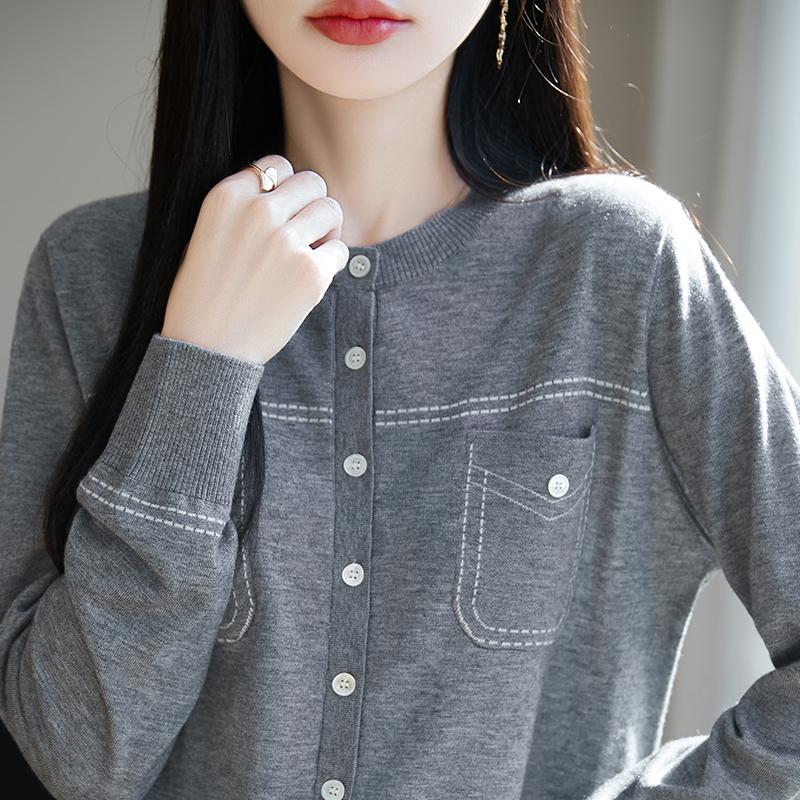 Women's Lightweight 50% Wool 50% Mulberry Silk Cardigan - 4-Season Versatile Knitwear for All-Year Comfort & Style