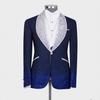 Fashion Men Wedding Suits Shawl Lapel Tuxedos Beads Pearls  3 Pcs (Blazer+Pants+Vest ) Custom Made Prom Evening Party