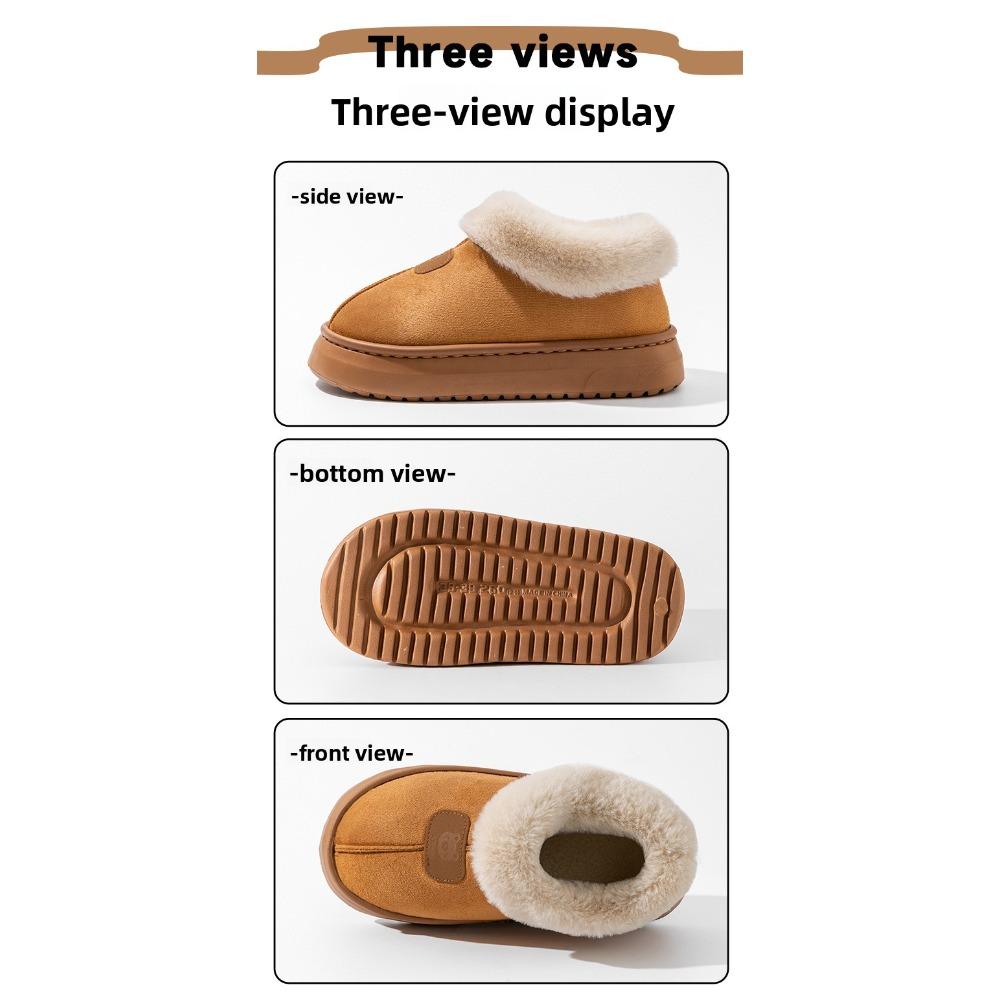 **Closed Heel Thick Sole Cotton Slippers Women Autumn Winter Indoor Wear-Resistant Soft Sole Warm Home Couple Snow Boots**